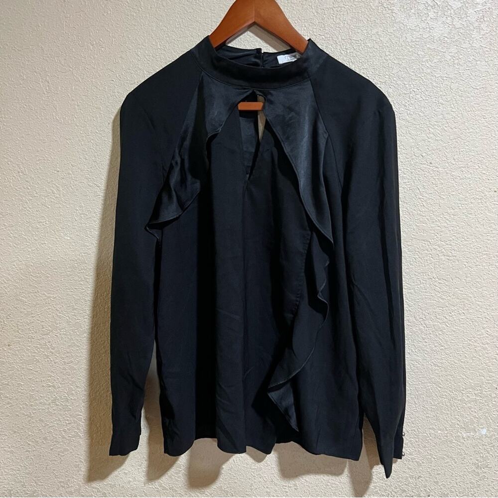 Parker black Cianni Cascading Ruffle long sleeve blouse